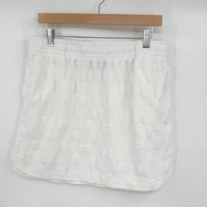 Disney Minnie Mouse White Embossed Bow Mini Skirt Terry Cloth Pockets Medium